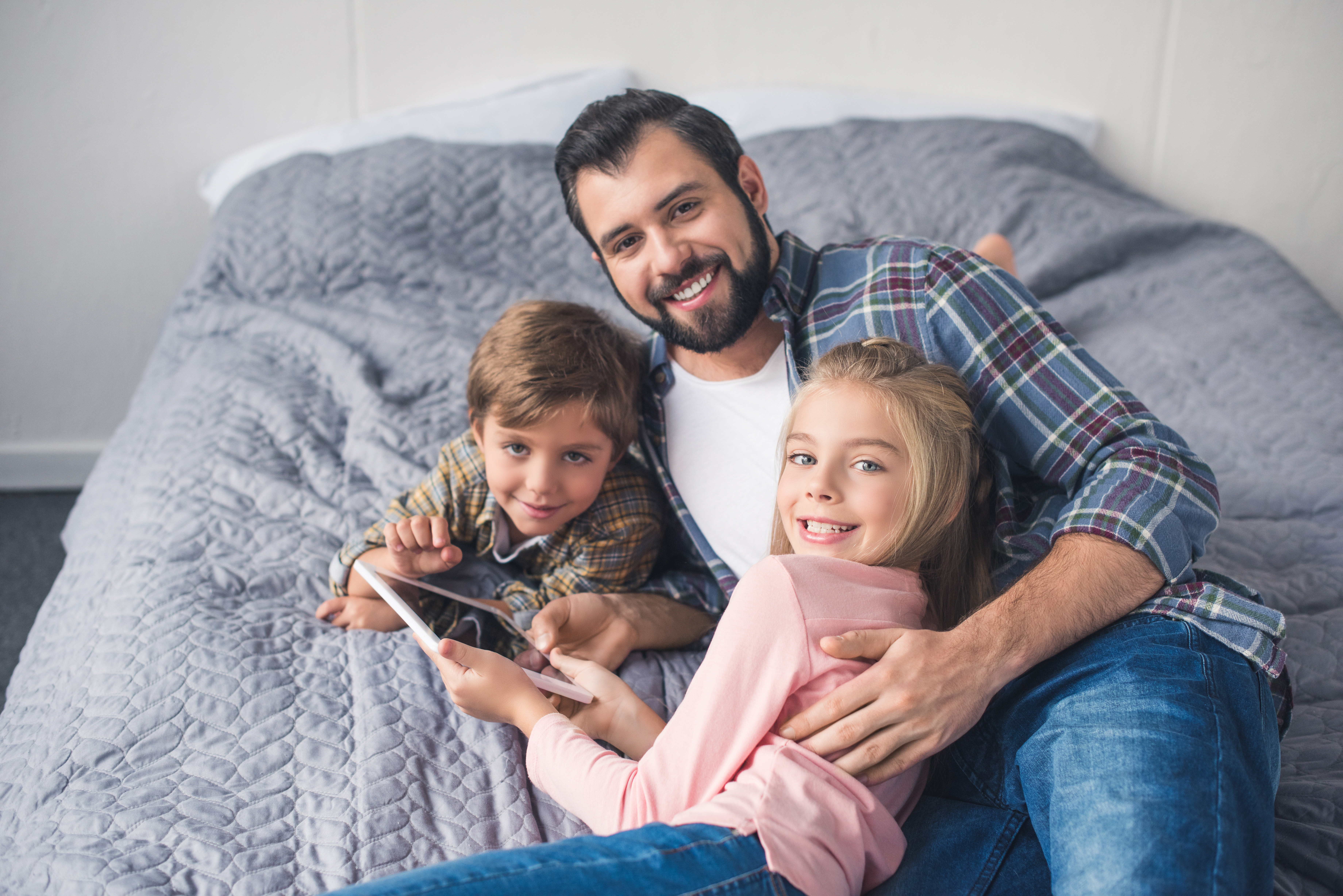 father and children