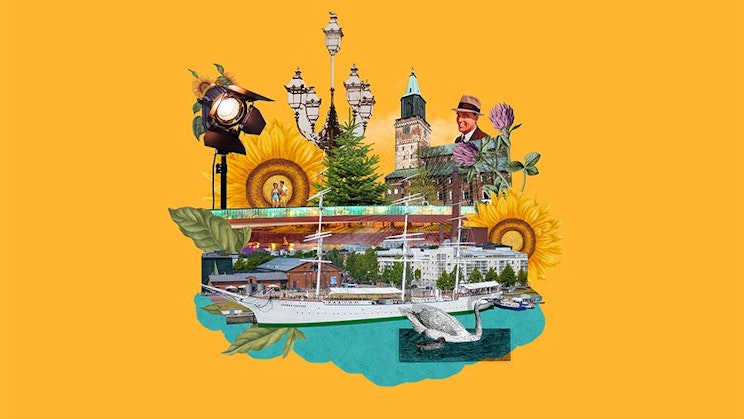 kollaasi kaupungista, jossa on rakennuksia ja puita