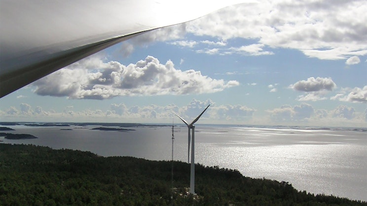 näkymä tuuliturbiinista lentokoneesta