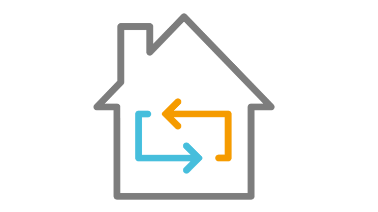 talo, jossa nuoli osoittaa vasemmalle