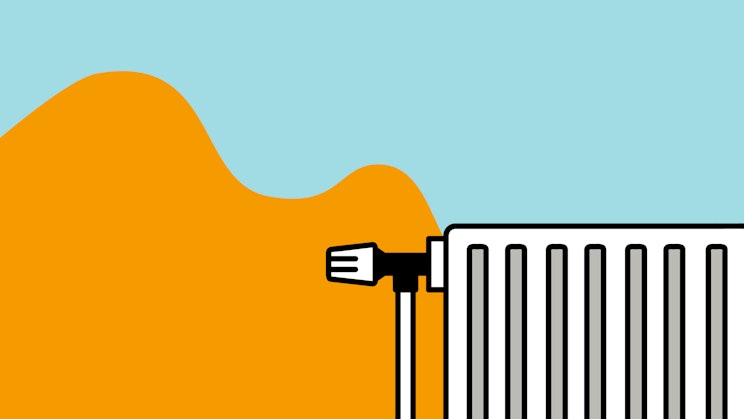 Piirretty patteri kaksivärisen taustan päällä