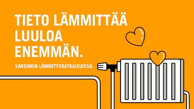 Kuva lämpöpatterista josta nousee sydämmiä
