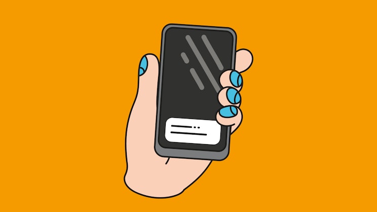 Piirroskäsi pitää otteessaan älypuhelinta