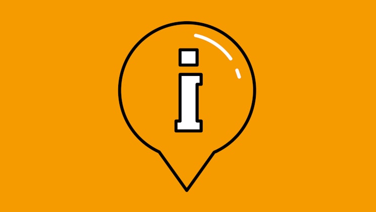 Oranssilla pohjalla oranssi info kupla