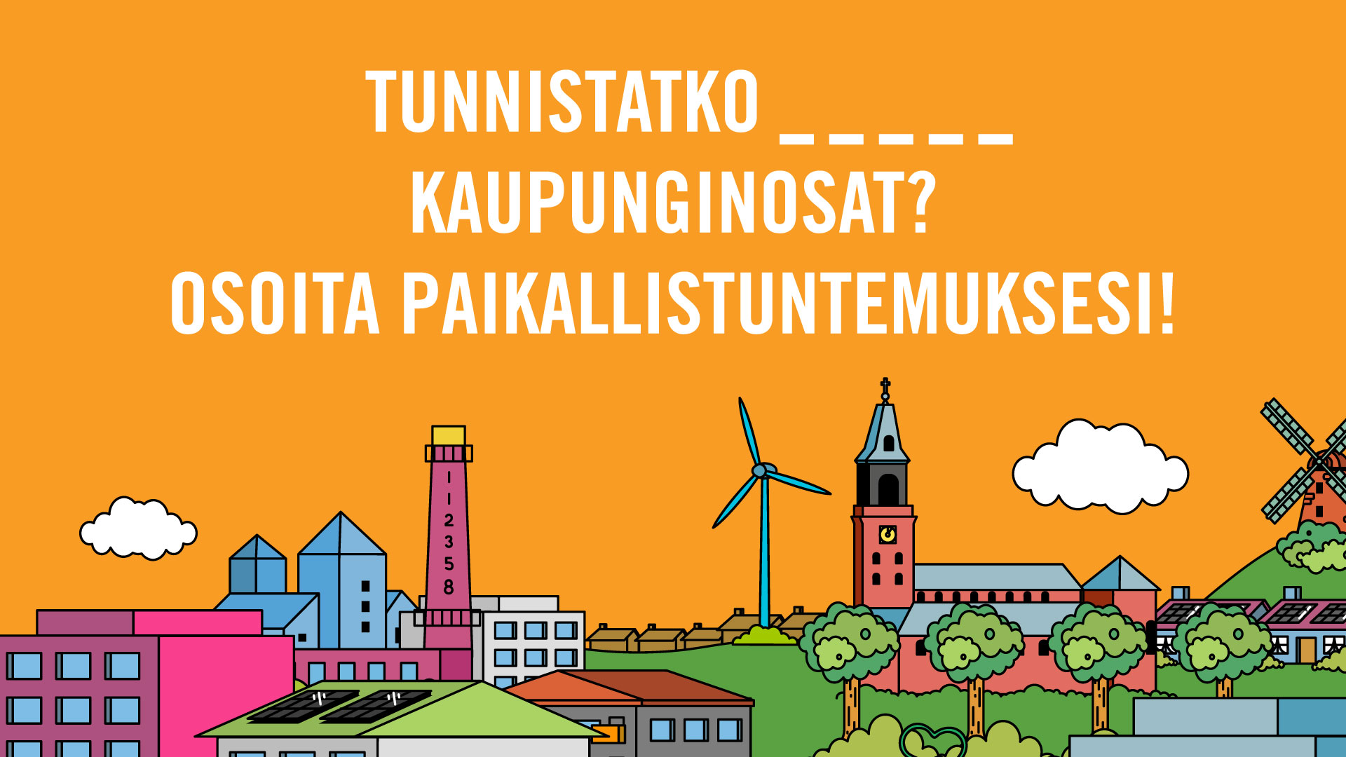 Piirroskuva Turun kaupunkimaisemasta.