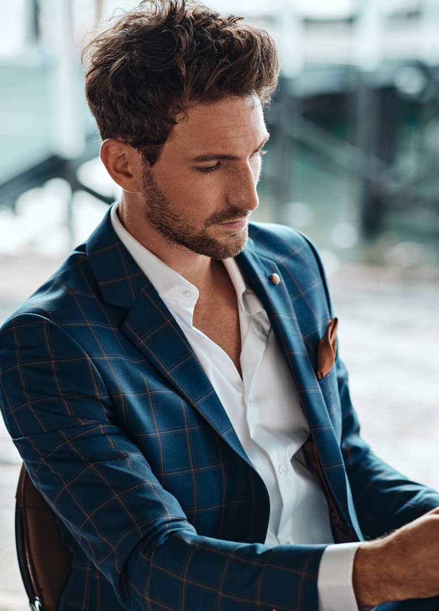 Handsome man in a blue suit
