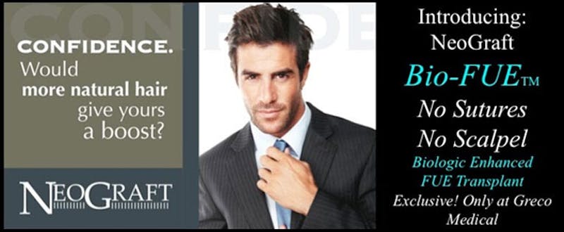 Man with a suit on and words on each side