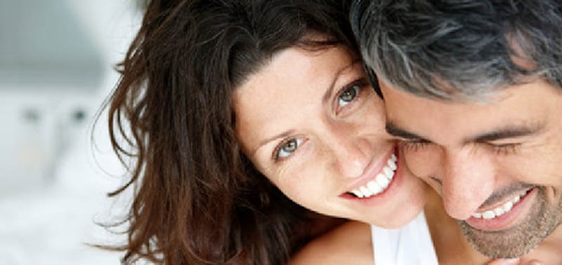 smiling woman and man