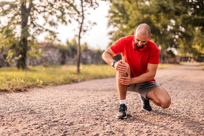 Man with a hurt knee