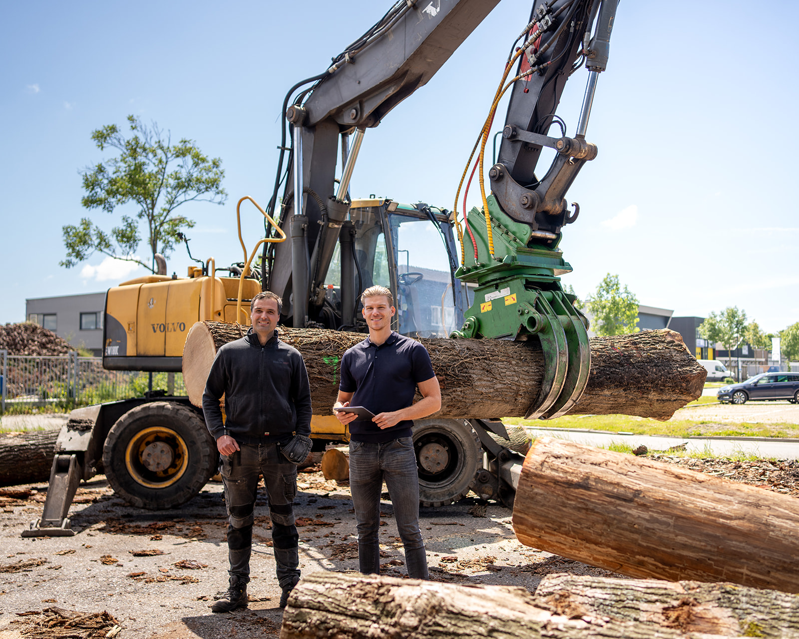 2 men in front of machine