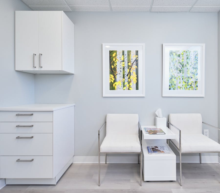 Waiting chairs in exam room.