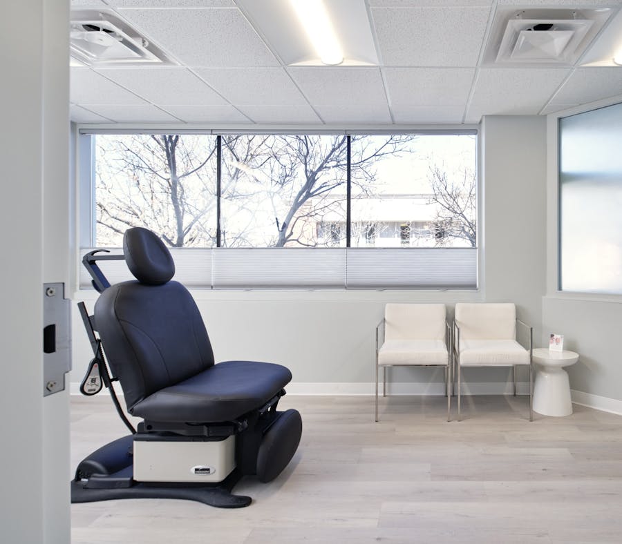 Exam room with view out window.