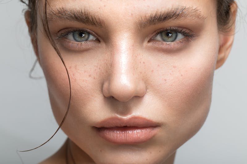 woman looking seductively into camera with beautiful plump lips