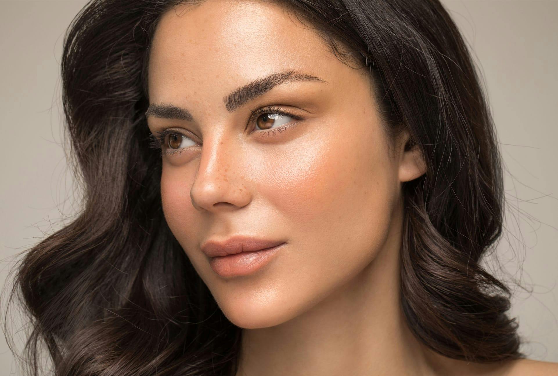 Woman with voluminous dark hair