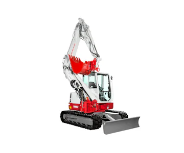 Midibagger Takeuchi TB280 FR online mieten midibagger takeuchi tb280 fr schraeg von vorne