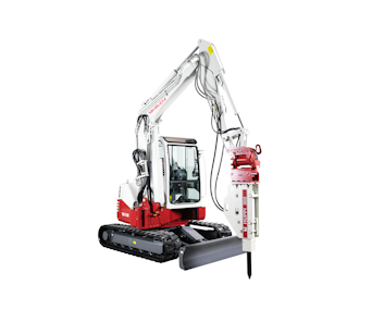 bagger takeuchi tb153fr mit hydraulikhammer von rechts