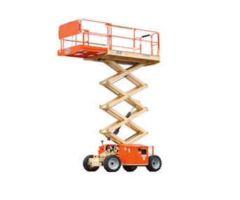 Scherenarbeitsbühne JLG 260MRT online mieten scherenarbeitsbuehne jlg 260mrt seitlich