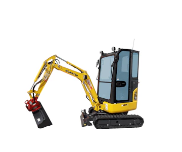 Bagger Komatsu PC16R online mieten bagger komatsu pc16r von der seite