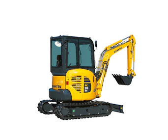 bagger komatsu pc26mr von der rechten seite