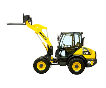 Radlader Komatsu WA70M online mieten radlader komatsu wa70m von der linken seite