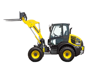Radlader Komatsu WA80M online mieten radlader komatsu wa80m von der linken seite