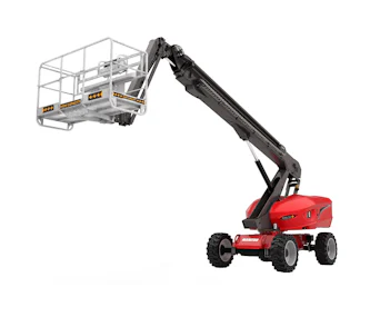 Teleskoparbeitsbühne Manitou 220TJ online mieten teleskoparbeitsbuehne manitou 220tj schraeg von der linken seite