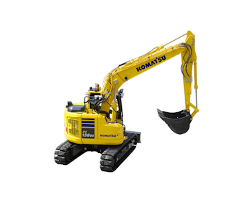 raupenbagger komatsu pc138us von hinten arm hochgefahren