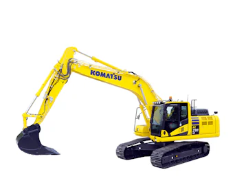 Raupenbagger Komatsu PC210LC online mieten raupenbagger komatsu pc210lc von der linken seite arm ausgefahren