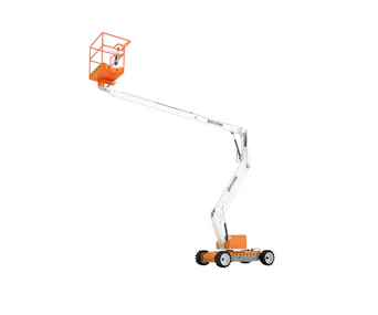 Gelenkteleskop Arbeitsbuehne MGT13,5mE online mieten gelenkteleskop arbeitsbuehne mgt135me seitlich
