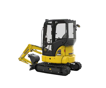 minibagger komatsu pc24mr von der seite schraeg