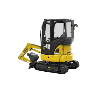 Minibagger Komatsu PC24MR online mieten minibagger komatsu pc24mr von der seite schraeg