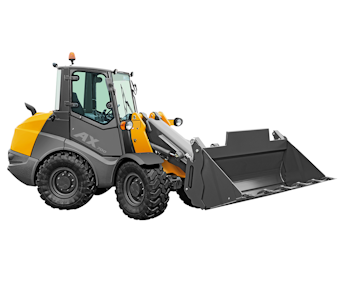  radlader mecalac ax700 von der seite mit schaufel