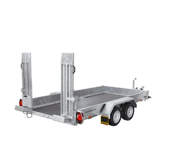 Anhänger Maschinentransporter Stedele MTS 351835 online mieten anhaenger stedele maschinentransporter mts 351835 von hinten mit auffahrrampen
