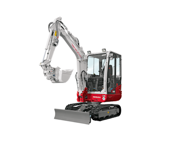 minibagger takeuchi tb230 schraeg von vorn