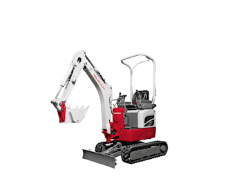 minibagger takeuchi tb210 schraeg von vorne