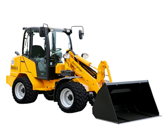 radlader schaeffer 3450 s von der seite mit schaufel