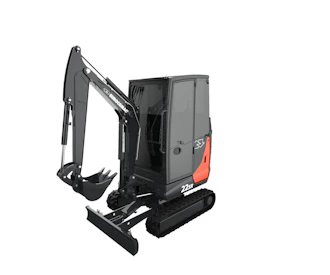 minibagger eurocomach 22sr schraeg von der seite mit loeffel