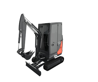 minibagger eurocomach 22sr schraeg von der seite mit loeffel