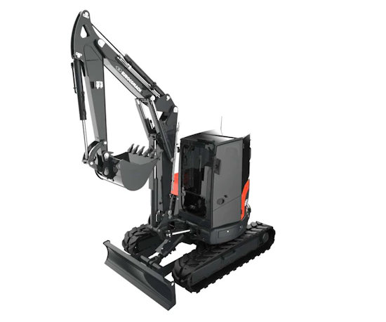 Midibagger Eurocomach 65TR online mieten midibagger eurocomach 65tr schraeg von der seite mit loeffel