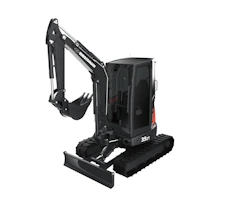 minibagger eurocomach 35 2zt schraeg von der seite mit loefffel
