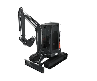  minibagger eurocomach 35 2zt schraeg von der seite mit loefffel