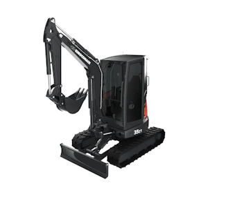  minibagger eurocomach 35 2zt schraeg von der seite mit loefffel