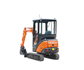 Minibagger Hitachi ZX 18 online mieten minibagger hitachi zx 18 von hinten