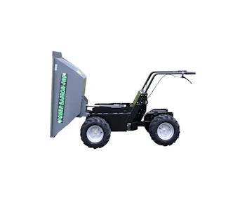 raddumper muck truck power barrow 4 wd von der seite gekippt