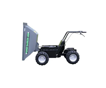 Raddumper Muck-Truck Power Barrow 4 WD online mieten raddumper muck truck power barrow 4 wd von der seite gekippt