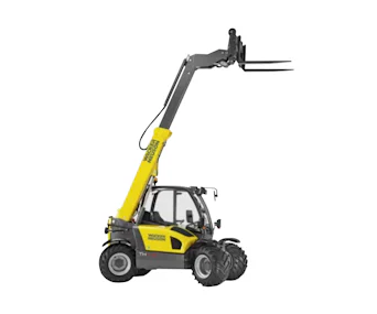 teleskopstapler kramer 1245 von der seite ausgefahrene palettengabel