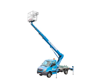 LKW-Arbeitsbühne Felbermayr F-26 LTK online mieten lkw arbeitsbuehne felbermayr f26 ltk von der seite ausgefahren