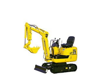  minibagger komatsu pc09 von der seite mit loeffel