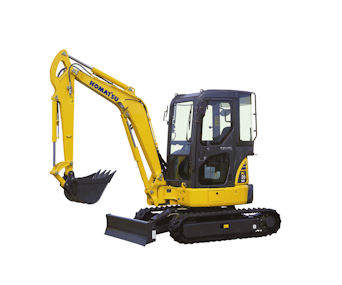 minibagger komatsu pc30mr von der seite schraeg