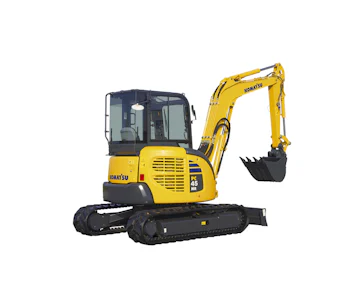 Minibagger Komatsu PC45MR online mieten minibagger komatsu pc45mr von hinten schraeg